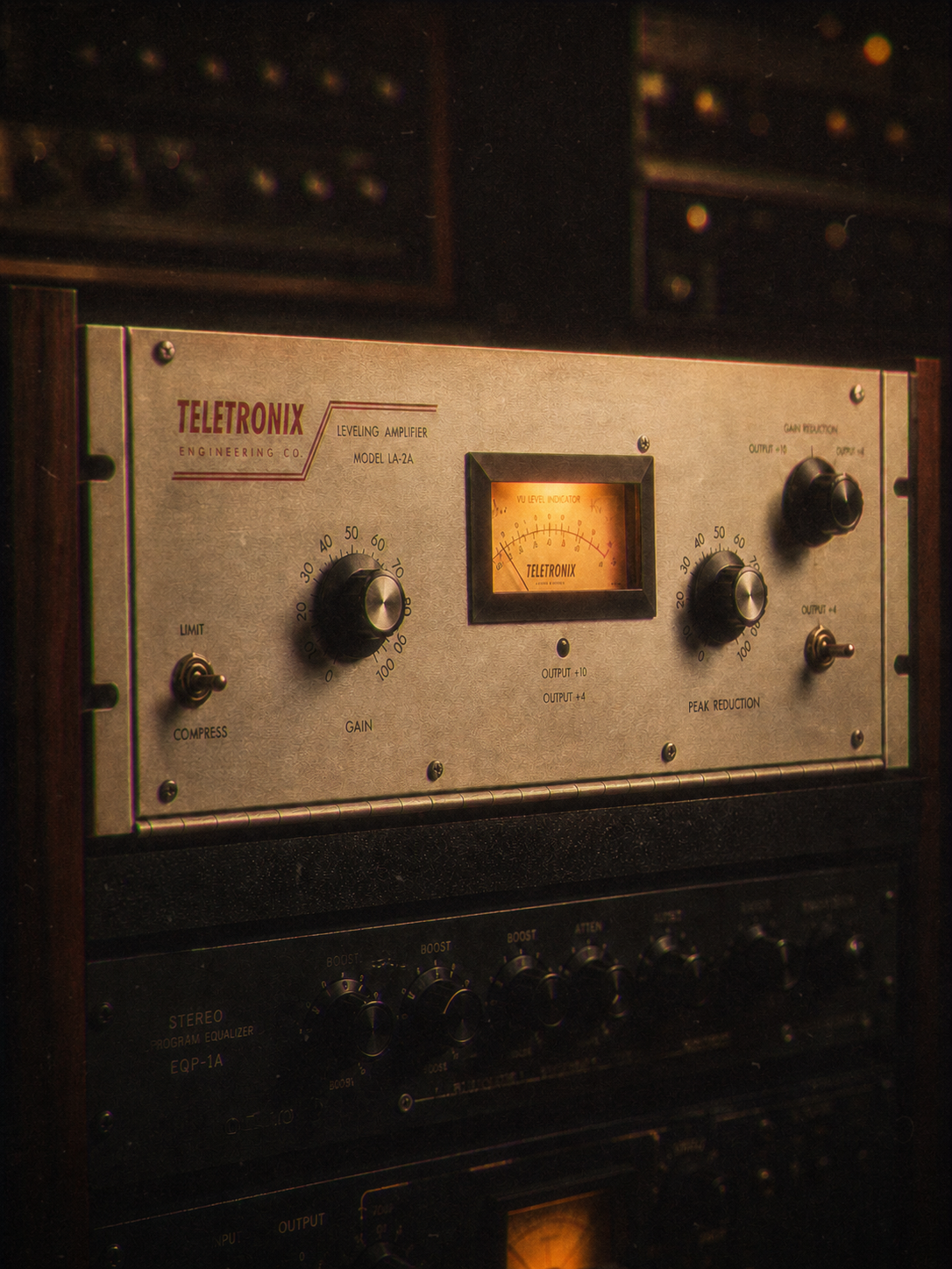 Audio gear image with analog studio depth
